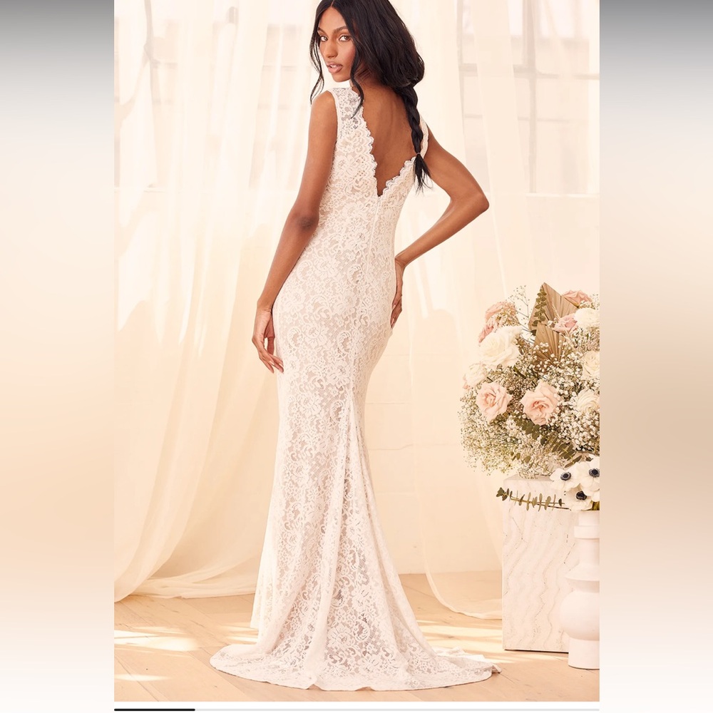 Lulu's Spectacular Romance White Lace Sleeveless Mermaid Maxi Dress - Picture 2 of 9